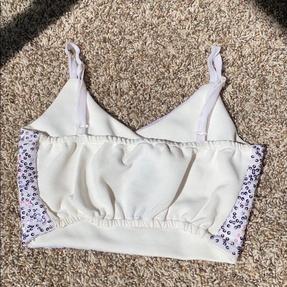 WORN ONCE Urban Outfitters white sequins glitter crop top - Picture 2 of 4